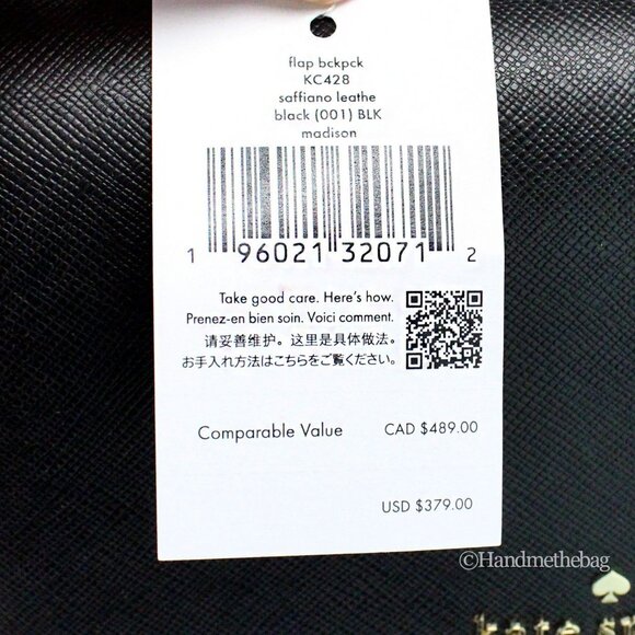 NEW Kate Spade Madison Black Leather Medium Flap Backpack Book School Purse main image 4
